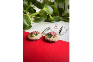 Сережки з вишивкою "Розета" МС008